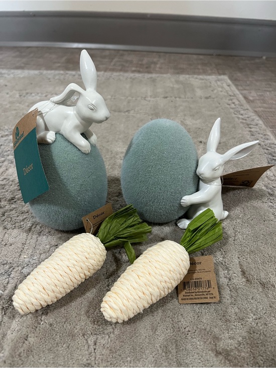 Other - Ceramic Bunny Egg Decor Set in Sage and Cream